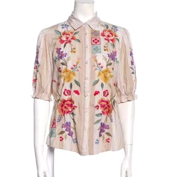 Johnny Was PETUNIA SMOCKED LISBON FLORAL BOHO EMBROIDERY XS - Picture 6 of 10